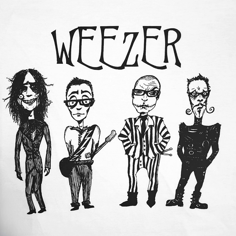 Weezer Tim Burton Black & White Retro Shirt - Picture 2 of 3